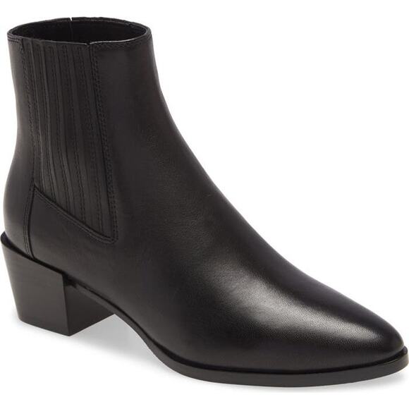 New Rag & Bone 6 36 Black Rover Leather Block Heel Point Toe Chelsea Ankle Boot - Picture 1 of 5
